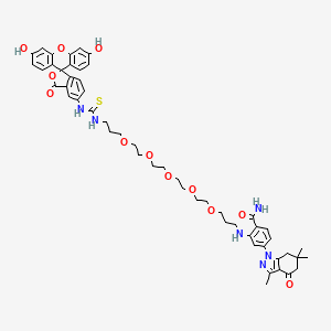 2-[3-[2-[2-[2-[2-[3-[(3',6'-dihydroxy-3-oxospiro[2-benzofuran-1,9'-xanthene]-5-yl)carbamothioylamino]propoxy]ethoxy]ethoxy]ethoxy]ethoxy]propylamino]-4-(3,6,6-trimethyl-4-oxo-5,7-dihydroindazol-1-yl)benzamide