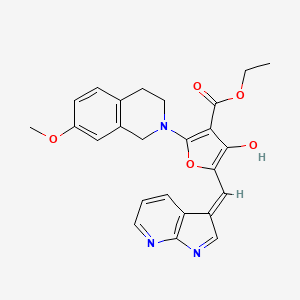 molecular formula C25H23N3O5 B10824637 ethyl 4-hydroxy-2-(7-methoxy-3,4-dihydro-1H-isoquinolin-2-yl)-5-[(E)-pyrrolo[2,3-b]pyridin-3-ylidenemethyl]furan-3-carboxylate 