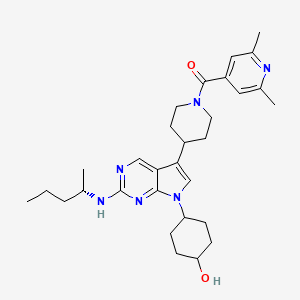 molecular formula C30H42N6O2 B10824701 (2,6-dimethylpyridin-4-yl)-[4-[7-(4-hydroxycyclohexyl)-2-[[(2S)-pentan-2-yl]amino]pyrrolo[2,3-d]pyrimidin-5-yl]piperidin-1-yl]methanone 