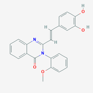 molecular formula C23H18N2O4 B10824774 (E)-2-(3,4-Dihydroxystyryl)-3-(2-methoxyphenyl)quinazolin-4(3H)-one 