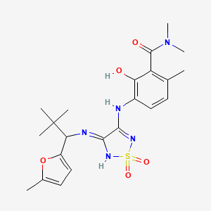 3-[[4-[2,2-dimethyl-1-(5-methylfuran-2-yl)propyl]imino-1,1-dioxo-1,2,5-thiadiazol-3-yl]amino]-2-hydroxy-N,N,6-trimethylbenzamide