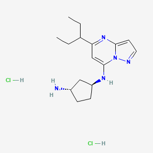 molecular formula C16H27Cl2N5 B10824856 (1S,3S)-3-N-(5-pentan-3-ylpyrazolo[1,5-a]pyrimidin-7-yl)cyclopentane-1,3-diamine;dihydrochloride CAS No. 2990122-64-8