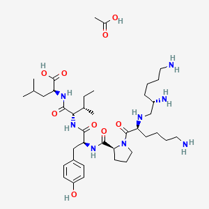 molecular formula C40H70N8O9 B10825024 acetic acid;(2S)-2-[[(2S,3S)-2-[[(2S)-2-[[(2S)-1-[(2S)-6-amino-2-[[(2S)-2,6-diaminohexyl]amino]hexanoyl]pyrrolidine-2-carbonyl]amino]-3-(4-hydroxyphenyl)propanoyl]amino]-3-methylpentanoyl]amino]-4-methylpentanoic acid 