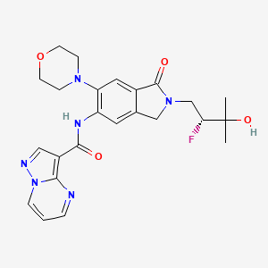 molecular formula C24H27FN6O4 B10825118 N-{2-[(2R)-2-fluoro-3-hydroxy-3-methylbutyl]-6-(morpholin-4-yl)-1-oxo-2,3-dihydro-1H-isoindol-5-yl}pyrazolo[1,5-a]pyrimidine-3-carboxamide 