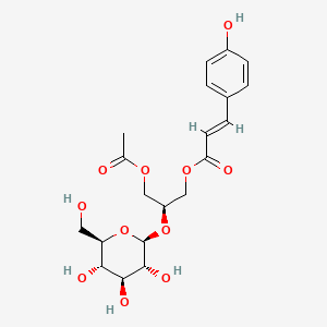 molecular formula C20H26O11 B10825202 [(2S)-3-acetyloxy-2-[(2R,3R,4S,5S,6R)-3,4,5-trihydroxy-6-(hydroxymethyl)oxan-2-yl]oxypropyl] (E)-3-(4-hydroxyphenyl)prop-2-enoate 