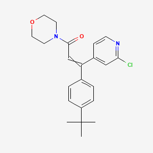 molecular formula C22H25ClN2O2 B10825226 Morpholine, 4-[3-(2-chloro-4-pyridinyl)-3-[4-(1,1-dimethylethyl)phenyl]-1-oxo-2-propenyl]-(9CI); 3-(2-Chloro-4-pyridinyl)-3-[4-(1,1-dimethylethyl)phenyl]-1-(4-morpholinyl)-2-propen-1-one; Bimalin; Pyrimorph CAS No. 868390-90-3