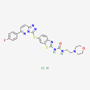 1-[6-[[6-(4-fluorophenyl)-[1,2,4]triazolo[4,3-b]pyridazin-3-yl]sulfanyl]-1,3-benzothiazol-2-yl]-3-(2-morpholin-4-ylethyl)urea;hydrochloride