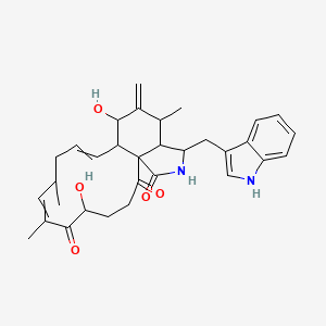 molecular formula C32H38N2O5 B10825356 5,14-dihydroxy-18-(1H-indol-3-ylmethyl)-7,9,16-trimethyl-15-methylidene-19-azatricyclo[11.7.0.01,17]icosa-7,11-diene-2,6,20-trione 