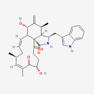 molecular formula C32H38N2O5 B10825383 (1S,5S,7Z,9S,11Z,14S,16S,17R,18S)-5,14-dihydroxy-18-(1H-indol-3-ylmethyl)-7,9,16-trimethyl-15-methylidene-19-azatricyclo[11.7.0.01,17]icosa-7,11-diene-2,6,20-trione 