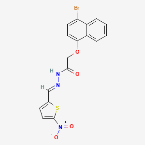 molecular formula C17H12BrN3O4S B10825392 2-((4-Bromonaphthalen-1-yl)oxy)-N'-((5-nitrothiophen-2-yl)methylene)acetohydrazide 