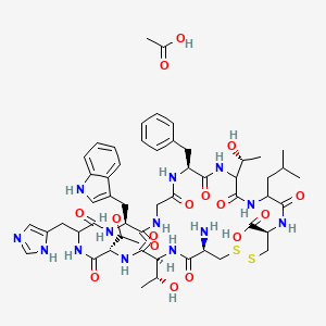 molecular formula C54H75N13O16S2 B10825554 CTTHWGFTLC, CYCLIC acetate 