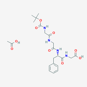 molecular formula C22H32N4O9 B10825610 acetic acid;2-[[(2S)-2-[[2-[[2-[(2-methylpropan-2-yl)oxycarbonylamino]acetyl]amino]acetyl]amino]-3-phenylpropanoyl]amino]acetic acid 