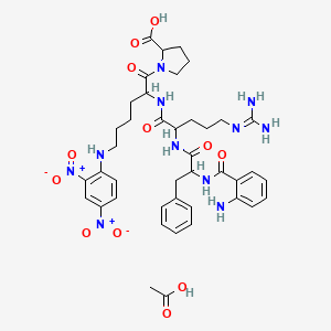 acetic acid;1-[2-[[2-[[2-[(2-aminobenzoyl)amino]-3-phenylpropanoyl]amino]-5-(diaminomethylideneamino)pentanoyl]amino]-6-(2,4-dinitroanilino)hexanoyl]pyrrolidine-2-carboxylic acid