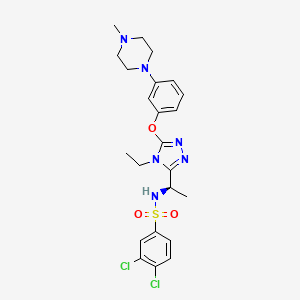 molecular formula C23H28Cl2N6O3S B10825807 3,4-dichloro-N-[(1R)-1-[4-ethyl-5-[3-(4-methylpiperazin-1-yl)phenoxy]-1,2,4-triazol-3-yl]ethyl]benzenesulfonamide 