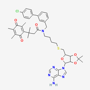 N-[4-[[4-(6-aminopurin-9-yl)-2,2-dimethyl-3a,4,6,6a-tetrahydrofuro[3,4-d][1,3]dioxol-6-yl]methylsulfanyl]butyl]-N-[[3-(4-chlorophenyl)phenyl]methyl]-3-methyl-3-(2,4,5-trimethyl-3,6-dioxocyclohexa-1,4-dien-1-yl)butanamide