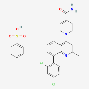 4-Pyridinecarboxamide, 1-(8-(2,4-dichlorophenyl)-2-methyl-4-quinolinyl)-1,2,3,6-tetrahydro-, monobenzenesulfonate