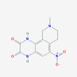 molecular formula C12H12N4O4 B10825960 9-Methyl-6-nitro-1,4,7,8,9,10-hexahydro-pyrido[3,4-f]quinoxaline-2,3-dione 