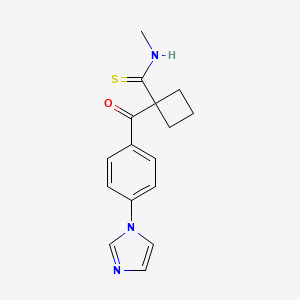 molecular formula C16H17N3OS B10825966 1-(4-imidazol-1-ylbenzoyl)-N-methylcyclobutane-1-carbothioamide 