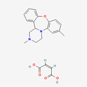 molecular formula C22H24N2O5 B10825976 (-)-1,3,4,14B-tetrahydro-2,7-dimethyl-2H-dibenzo[b,f]pyrazino[1,2-d][1,4]oxazepine maleate CAS No. 85391-75-9