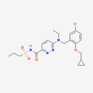 molecular formula C21H27BrN4O4S B10826091 6-(((5-Bromo-2-(cyclopropylmethoxy)phenyl)methyl)ethylamino)-N-(propylsulfonyl)-3-pyridazinecarboxamide CAS No. 187241-10-7