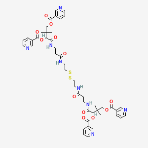 [4-[[3-[2-[2-[3-[[3,3-Dimethyl-2,4-bis(pyridine-3-carbonyloxy)butanoyl]amino]propanoylamino]ethyldisulfanyl]ethylamino]-3-oxopropyl]amino]-2,2-dimethyl-4-oxo-3-(pyridine-3-carbonyloxy)butyl] pyridine-3-carboxylate