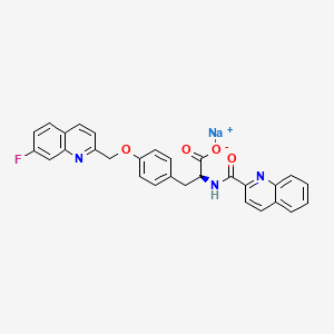 molecular formula C29H21FN3NaO4 B10826190 sodium;(2S)-3-[4-[(7-fluoroquinolin-2-yl)methoxy]phenyl]-2-(quinoline-2-carbonylamino)propanoate CAS No. 1448619-70-2