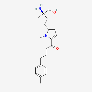 molecular formula C21H30N2O2 B10826206 1-Butanone, 1-(5-((3R)-3-amino-4-hydroxy-3-methylbutyl)-1-methyl-1H-pyrrol-2-yl)-4-(4-methylphenyl)- CAS No. 1192731-63-7