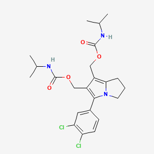 molecular formula C23H29Cl2N3O4 B10826298 Carbamic acid, (1-methylethyl)-, (5-(3,4-dichlorophenyl)-2,3-dihydro-1H-pyrrolizine-6,7-diyl)bis(methylene) ester CAS No. 74296-42-7