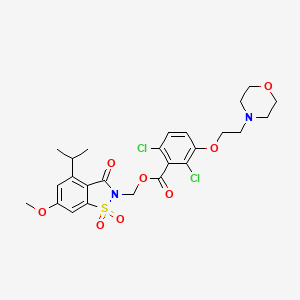 (6-Methoxy-1,1,3-trioxo-4-propan-2-yl-1,2-benzothiazol-2-yl)methyl 2,6-dichloro-3-(2-morpholin-4-ylethoxy)benzoate