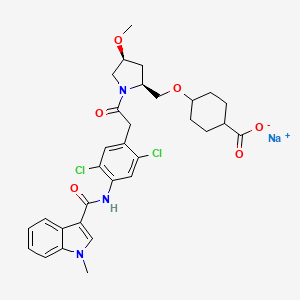 sodium;4-[[(2S,4S)-1-[2-[2,5-dichloro-4-[(1-methylindole-3-carbonyl)amino]phenyl]acetyl]-4-methoxypyrrolidin-2-yl]methoxy]cyclohexane-1-carboxylate