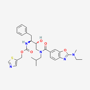 molecular formula C30H37N5O5S B10826393 1,3-thiazol-5-ylmethyl N-[(2S,3R)-4-[[2-[ethyl(methyl)amino]-1,3-benzoxazole-6-carbonyl]-(2-methylpropyl)amino]-3-hydroxy-1-phenylbutan-2-yl]carbamate CAS No. 1160489-55-3