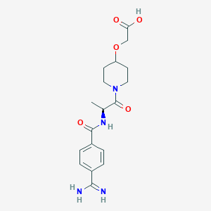 molecular formula C18H24N4O5 B10826438 {1-[2-(4-Carbamimidoyl-benzoylamino)-propionyl]-piperidin-4-yloxy}-acetic acid CAS No. 144412-18-0