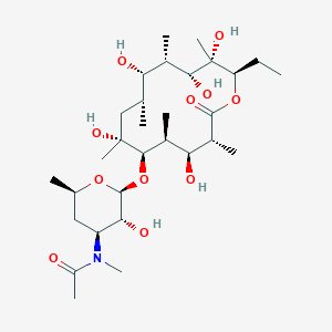 molecular formula C30H55NO11 B10826466 N-[(2S,3R,4S,6R)-2-[[(3R,4S,5S,6R,7R,9R,10S,11S,12R,13S,14R)-14-ethyl-4,7,10,12,13-pentahydroxy-3,5,7,9,11,13-hexamethyl-2-oxo-oxacyclotetradec-6-yl]oxy]-3-hydroxy-6-methyloxan-4-yl]-N-methylacetamide CAS No. 654076-73-0