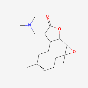 molecular formula C17H27NO3 B10826489 12-[(Dimethylamino)methyl]-4,8-dimethyl-3,14-dioxatricyclo[9.3.0.02,4]tetradec-7-en-13-one 