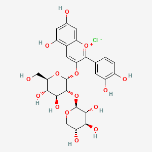 (2S,3R,4S,5R)-2-[(2R,3R,4S,5S,6R)-2-[2-(3,4-dihydroxyphenyl)-5,7-dihydroxychromenylium-3-yl]oxy-4,5-dihydroxy-6-(hydroxymethyl)oxan-3-yl]oxyoxane-3,4,5-triol;chloride