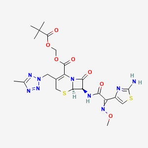 2,2-Dimethylpropanoyloxymethyl (6R,7R)-7-[[2-(2-amino-1,3-thiazol-4-yl)-2-methoxyiminoacetyl]amino]-3-[(5-methyltetrazol-2-yl)methyl]-8-oxo-5-thia-1-azabicyclo[4.2.0]oct-2-ene-2-carboxylate