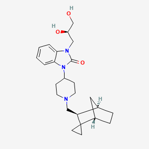 2H-Benzimidazol-2-one, 1-((2R)-2,3-dihydroxypropyl)-1,3-dihydro-3-(1-((1R,3S,4S)-spiro(bicyclo(2.2.1)heptane-2,1'-cyclopropan)-3-ylmethyl)-4-piperidinyl)-