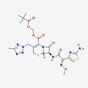 2,2-dimethylpropanoyloxymethyl (6S,7R)-7-[[2-(2-amino-1,3-thiazol-4-yl)-2-methoxyiminoacetyl]amino]-3-[(5-methyltetrazol-2-yl)methyl]-8-oxo-5-thia-1-azabicyclo[4.2.0]oct-2-ene-2-carboxylate