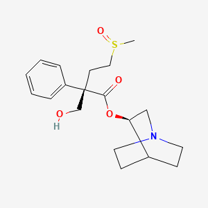 molecular formula C19H27NO4S B10826665 [(3R)-1-azabicyclo[2.2.2]octan-3-yl] (2S)-2-(hydroxymethyl)-4-methylsulfinyl-2-phenylbutanoate 