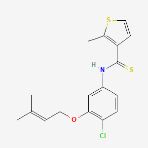 molecular formula C17H18ClNOS2 B10826692 N-[4-chloro-3-(3-methylbut-2-enoxy)phenyl]-2-methylthiophene-3-carbothioamide CAS No. 178870-33-2