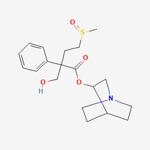 molecular formula C19H27NO4S B10826710 1-Azabicyclo[2.2.2]octan-3-yl 2-(hydroxymethyl)-4-methylsulfinyl-2-phenylbutanoate 