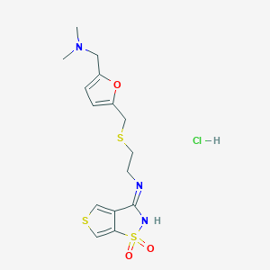 1-[5-[2-[(1,1-dioxothieno[3,4-d][1,2]thiazol-3-ylidene)amino]ethylsulfanylmethyl]furan-2-yl]-N,N-dimethylmethanamine;hydrochloride