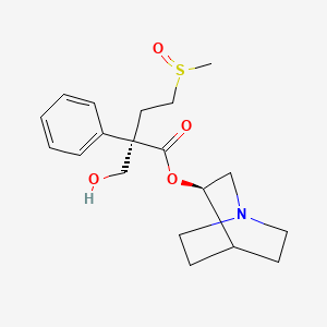 molecular formula C19H27NO4S B10826755 [(3R)-1-azabicyclo[2.2.2]octan-3-yl] (2R)-2-(hydroxymethyl)-4-methylsulfinyl-2-phenylbutanoate 