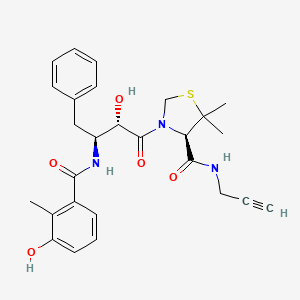 (4R)-3-[(2S,3S)-2-hydroxy-3-[(3-hydroxy-2-methyl-benzoyl)amino]-4-phenyl-butanoyl]-5,5-dimethyl-N-prop-2-ynyl-thiazolidine-4-carboxamide