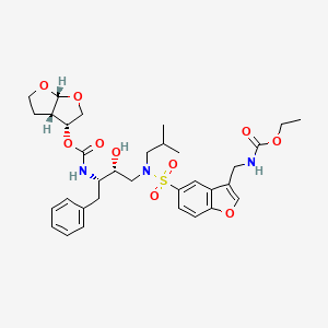 Ethyl N-((5-(((2R,3S)-3-(((3aS,4R,6aR)-2,3,3a,4,5,6a-hexahydrofuro(2,3-b)furan-4-yl)oxycarbonylamino)-2-hydroxy-4-phenyl-butyl)-isobutyl-sulfamoyl)benzofuran-3-yl)methyl)carbamate