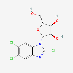 molecular formula C12H11Cl3N2O4 B10826898 (2R,3S,4R,5R)-2-(hydroxymethyl)-5-(2,5,6-trichlorobenzimidazol-1-yl)oxolane-3,4-diol 