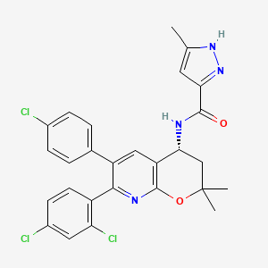 1H-Pyrazole-3-carboxamide, N-[(4R)-6-(4-chlorophenyl)-7-(2,4-dichlorophenyl)-3,4-dihydro-2,2-dimethyl-2H-pyrano[2,3-b]pyridin-4-yl]-5-methyl-