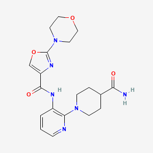 molecular formula C19H24N6O4 B10827128 N-(2-(4-Carbamoylpiperidin-1-yl)pyridin-3-yl)-2-morpholinooxazole-4-carboxamide CAS No. 955395-86-5