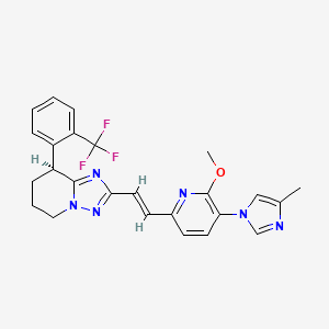 molecular formula C25H23F3N6O B10827147 (8S)-2-[(E)-2-[6-methoxy-5-(4-methylimidazol-1-yl)pyridin-2-yl]ethenyl]-8-[2-(trifluoromethyl)phenyl]-5,6,7,8-tetrahydro-[1,2,4]triazolo[1,5-a]pyridine CAS No. 1123193-82-7