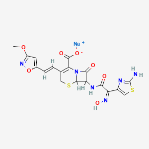 sodium;7-[[(2Z)-2-(2-amino-1,3-thiazol-4-yl)-2-hydroxyiminoacetyl]amino]-3-[(E)-2-(3-methoxy-1,2-oxazol-5-yl)ethenyl]-8-oxo-5-thia-1-azabicyclo[4.2.0]oct-2-ene-2-carboxylate